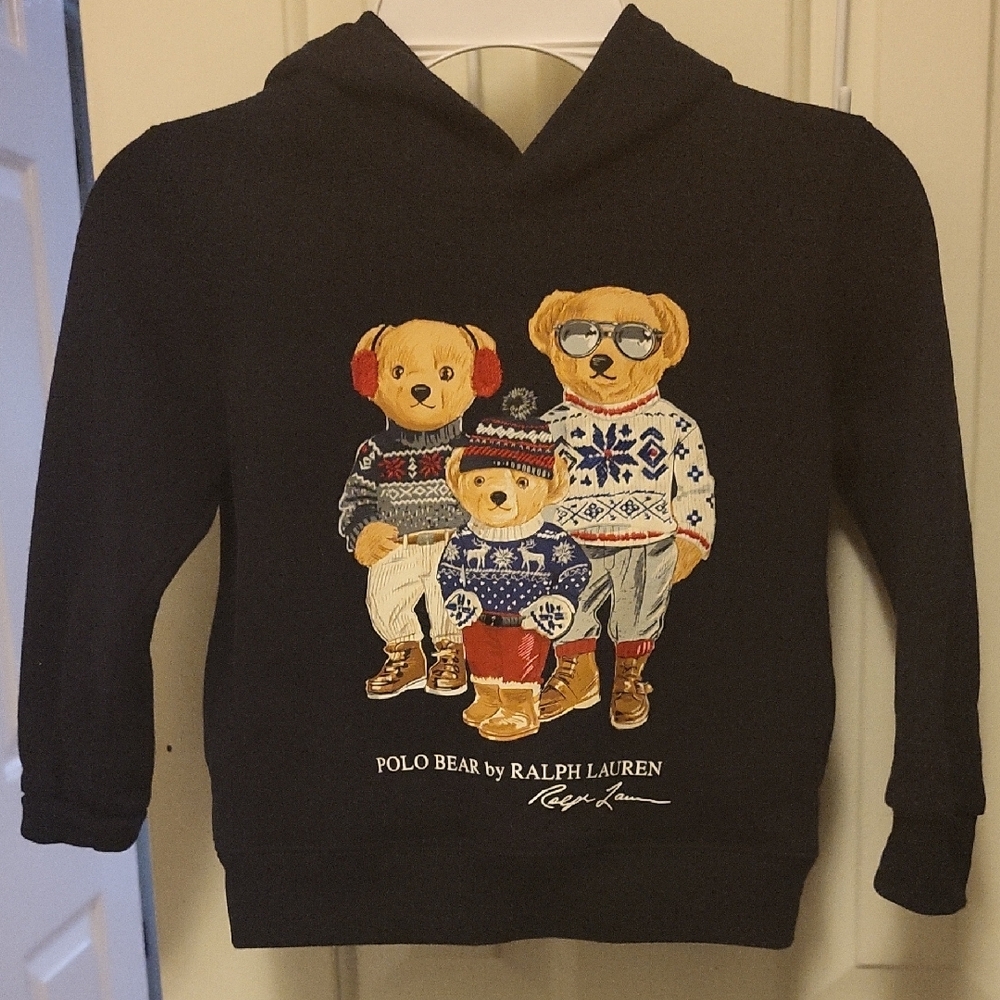 Ralph Lauren Black Sweater with Playful Teddy Bear Design